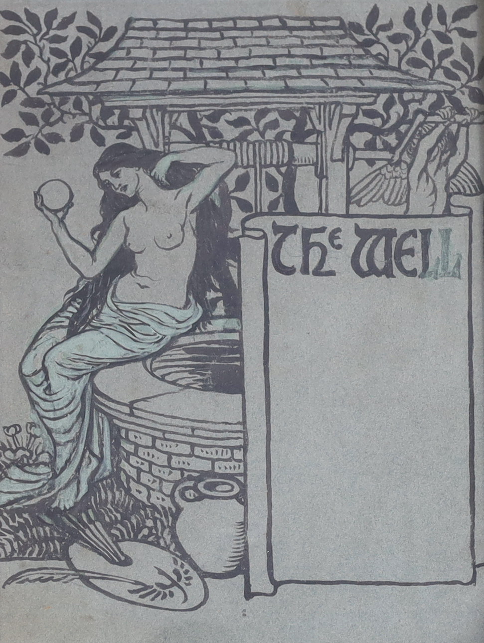 Follower of Walter Crane RWS (1845-1915), ink and watercolour on grey paper, frontispiece for The Well of Loneliness by Radclyffe Hall, inscribed verso, 22 x 16.5cm
